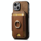 For iPhone 11 Retro Splitable Magnetic Stand Card Bag Leather Phone Case(Brown)