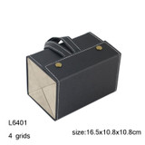 Multifunctional Jewelry Glasses Storage Box Small Grain PU Leather Handmade Glasses Case,Model: L6401 (Black)