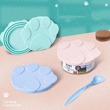 Pet Can Lid Fresh-Keeping Silicone Lid Canned Sealing Cap Universal Sealing Lid(Pink 2 + Spoon)