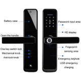Smart Wifi Anti-Theft Fingerprint Password Lock Mobile Phone Remote Control Electronic Door Lock Magnetic Card Lock, Specification: SM-SL608 Semi-automatic Black