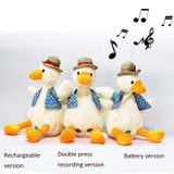 Repeat Duck Tricky Duck Learn Talking Singing Plush Duck Toy, Style:Battery Powered