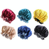 3 PCS TJM-443A Double-Layer Satin Big Lace Night Hat Round Hat Chemotherapy Hat, Size: One Size Adjustable(Royel Blue)