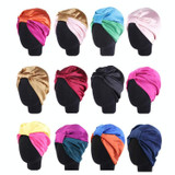 3 PCS TJM-433 Double Layer Elastic Headscarf Hat Silk Night Cap Hair Care Cap Chemotherapy Hat, Size:  M (56-58cm)(Khaki)