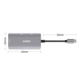 Onten 91882 5 In 1 USB3.0 x3 + SD + TF + CF Type-C / USB-C OTG Multi-function Card Reader