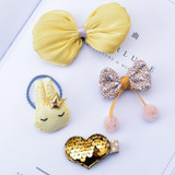 Bowknot Hairpin Sequins Love Hairpin Combo Set Children Hair Accessories Set(Yellow)