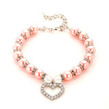 5 PCS Pet Supplies Pearl Necklace Pet Collars Cat and Dog Accessories, Size:S(Pink)