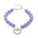 5 PCS Pet Supplies Pearl Necklace Pet Collars Cat and Dog Accessories, Size:S(Purple)