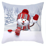 Christmas  Peach Skin Sofa Pillowcase Cartoon Living Room Bedroom Pillowcase Without Pillow Core(Snowman 3)