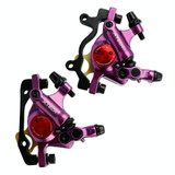 ZOOM HB100 Mountain Bike Hydraulic Brake Caliper Folding Bike Cable Pull Hydraulic Disc Brake Caliper, Style:Front and Rear(Purple)