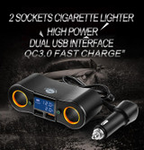 ZNB02 QC3.0 Fast Charge Car Charger Dual USB Car Cigarette Lighter(Orange Light)