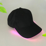 LED Luminous Baseball Cap Male Outdoor Fluorescent Sunhat, Style: Rechargeable, Color:Black Hat Pink Light