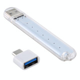 8LEDs 5V 200LM USB LED Book Light Portable Night Light, with Type-C Adapter(White Light)