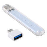 8LEDs 5V 200LM USB LED Book Light Portable Night Light, with Type-C Adapter(Warm White)