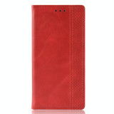 For HTC Desire 20 Pro Magnetic Buckle Retro Crazy Horse Texture Horizontal Flip Leather Case  , with Holder & Card Slots & Photo Frame(Red)