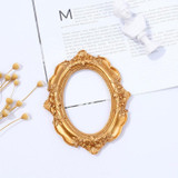 Vintage Gold Resin Mini Photo Frame Earrings Jewelry Decoration Photo Props(Oval)