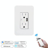 Smart Wall Socket 120 Type WIFI Remote Control Voice Control With USB Socket, Model:American Wall Socket