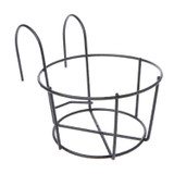 Balcony Fence Round Metal Flower Stand Wrought Iron Wall-mounted Flower Pot Stand, Size:S(Black)
