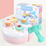 Cake Hitting Hamster Electric Game Machine Percussion with Music Baby Puzzle Children Toys(Pink)