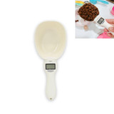 Portable Pet Food Electronic Weighing Measuring Spoon Cat Dog Food Measuring Spoon(White 250ml)