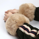 Imitation Rabbit Fur Wrist Sleeves Dual-use Anti-Flooding Sleeves, Size:One Size(Khaki)