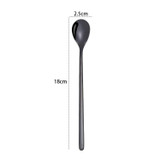 2 PCS Stainless Steel Spoon Creative Coffee Spoon Bar Ice Spoon Gold Plated Long Stirring Spoon, Style:Round Spoon, Color:Black