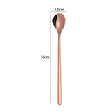 2 PCS Stainless Steel Spoon Creative Coffee Spoon Bar Ice Spoon Gold Plated Long Stirring Spoon, Style:Round Spoon, Color:Rose Gold