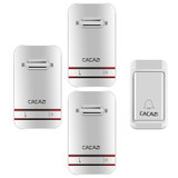 CACAZI V027G One Button Three Receivers Self-Powered Wireless Home Kinetic Electronic Doorbell, US Plug