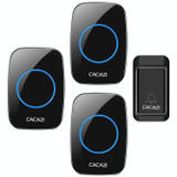 CACAZI A10G One Button Three Receivers Self-Powered Wireless Home Cordless Bell, UK Plug(Black)