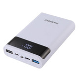 HAWEEL DIY 4x 18650 Battery (Not Included) 12000mAh Dual-way QC Charger Power Bank Shell Box with 2x USB Output & Display,  Support QC 2.0 / QC 3.0 / FCP / SFCP /  AFC / MTK / BC 1.2 / PD(White)