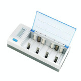 AC 100-240V 4 Slot Battery Charger for AA & AAA & C / D Size Battery, with LCD Display, UK Plug
