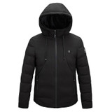 Men and Women Intelligent Constant Temperature USB Heating Hooded Cotton Clothing Warm Jacket (Color:Black Size:4XL)