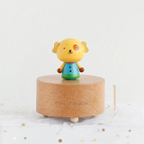 Wooden Music Box Music Boxmini Cute Pet Decoration Children Holiday Gifts(Blue Clothes Puppy)