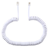 4 Core Male to Male RJ11 Spring Style Telephone Extension Coil Cable Cord Cable, Stretch Length: 2m(White)