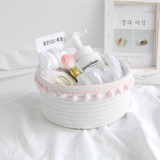 2 PCS Cotton Rope Woven Desktop Sundries Storage Basket(Pink)