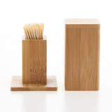 2 PCS Natural Bamboo Toothpick Box Square Restaurant Hotel Toothpick Can with Lid