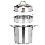 Stockpot Food Grade Material Souppot with Steamer Grid, Specification: 30cm