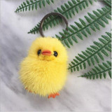 2 PCS Duckling Pendant Water Mink Chick Keychain Real Hair Pendant Bag Accessories Small Jewelry(Mink Hair)