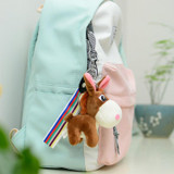 Cute Little Donkey Plush Toy Doll Bag Pendant Car Keychain Decoration Gift(Dark Brown)