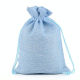 50 PCS Multi size Linen Jute Drawstring Gift Bags Sacks Wedding Birthday Party Favors Drawstring Gift Bags, Size:15x20cm(Light Blue)