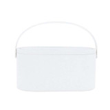 Portable Cosmetic Case Cosmetic Storage Box with Handle & Makeup Mirror & Table Lamp (White)