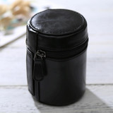 Small Lens Case Zippered PU Leather Pouch Box for DSLR Camera Lens, Size: 11x8x8cm(Black)