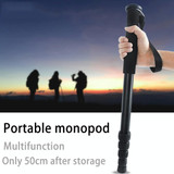 BEXIN P285-A Portable Travel Outdoor DSLR Camera Aluminum Alloy Monopod Holder (Black)