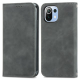 For Xiaomi Mi 11 Lite Retro Skin Feel Business Magnetic Horizontal Flip Leather Case With Holder & Card Slots & Wallet & Photo Frame(Grey)