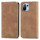 For Xiaomi Mi 11 Lite Retro Skin Feel Business Magnetic Horizontal Flip Leather Case With Holder & Card Slots & Wallet & Photo Frame(Brown)