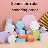 8 PCS Geometric Cube Photo Props Decorative Ornaments Photography Platform, Colour: Large Lake Blue Cylinder