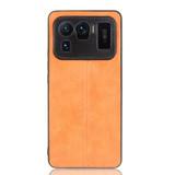 For Xiaomi Mi 11 Ultra Shockproof Sewing Cow Pattern Skin PC + PU + TPU Case(Orange)