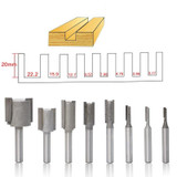 8 PCS/Set 1/4 Handle Woodworking Milling Cutter Double-Edged Straight Knife Engraving Machine Slotting Head