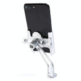BENGGUO Bicycle Aluminum Alloy Mobile Phone Holder Electric Motorcycle Anti-Vibration Navigation Fixed Mobile Phone Holder Riding Equipment, Style:Rearview Mirror Installation(Silver)