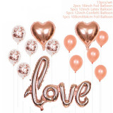 2 PCS LOVE Aluminum Foil Balloon Decoration Set Wedding Wedding Wedding Venue Layout Balloons, Style:LOVE + 2 Heart Shape + 5 Sequins 5 Latex