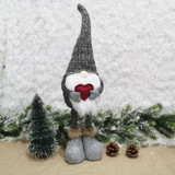 Christmas Decorations Stretch Knitted Faceless Doll Standing Figure Santa Claus Doll Ornaments(Gray)